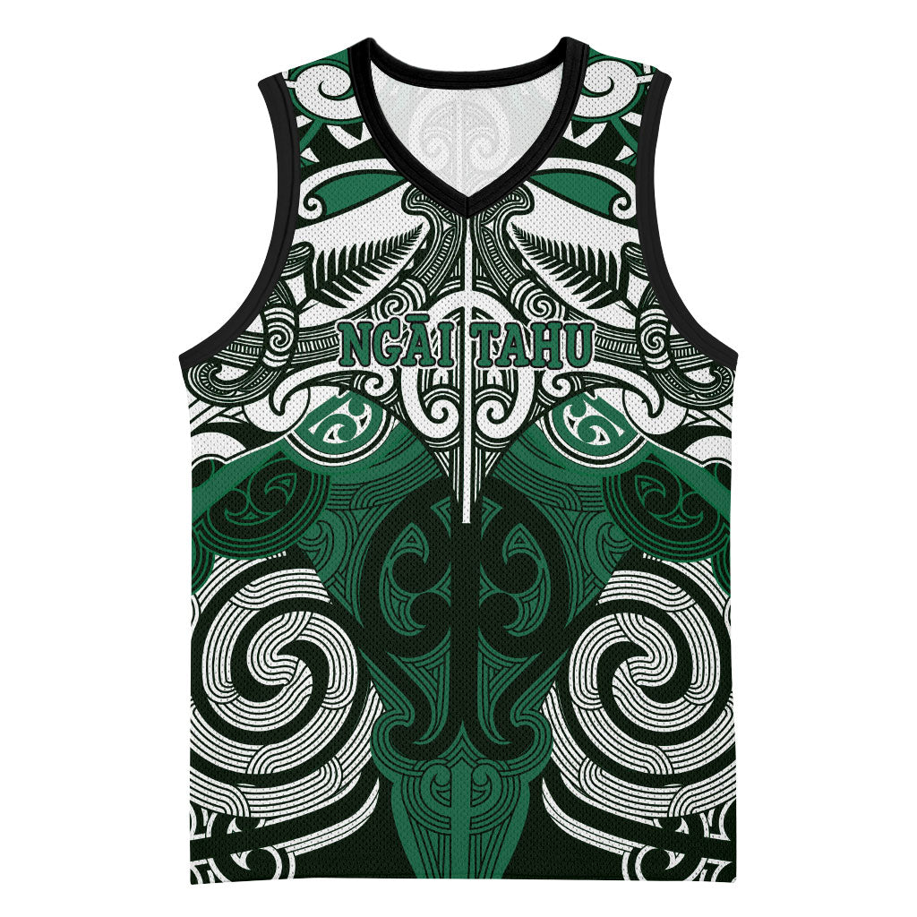Personalised Maori Ngai Tahu Basketball Jersey Silver Fern Kowhaiwhai Art