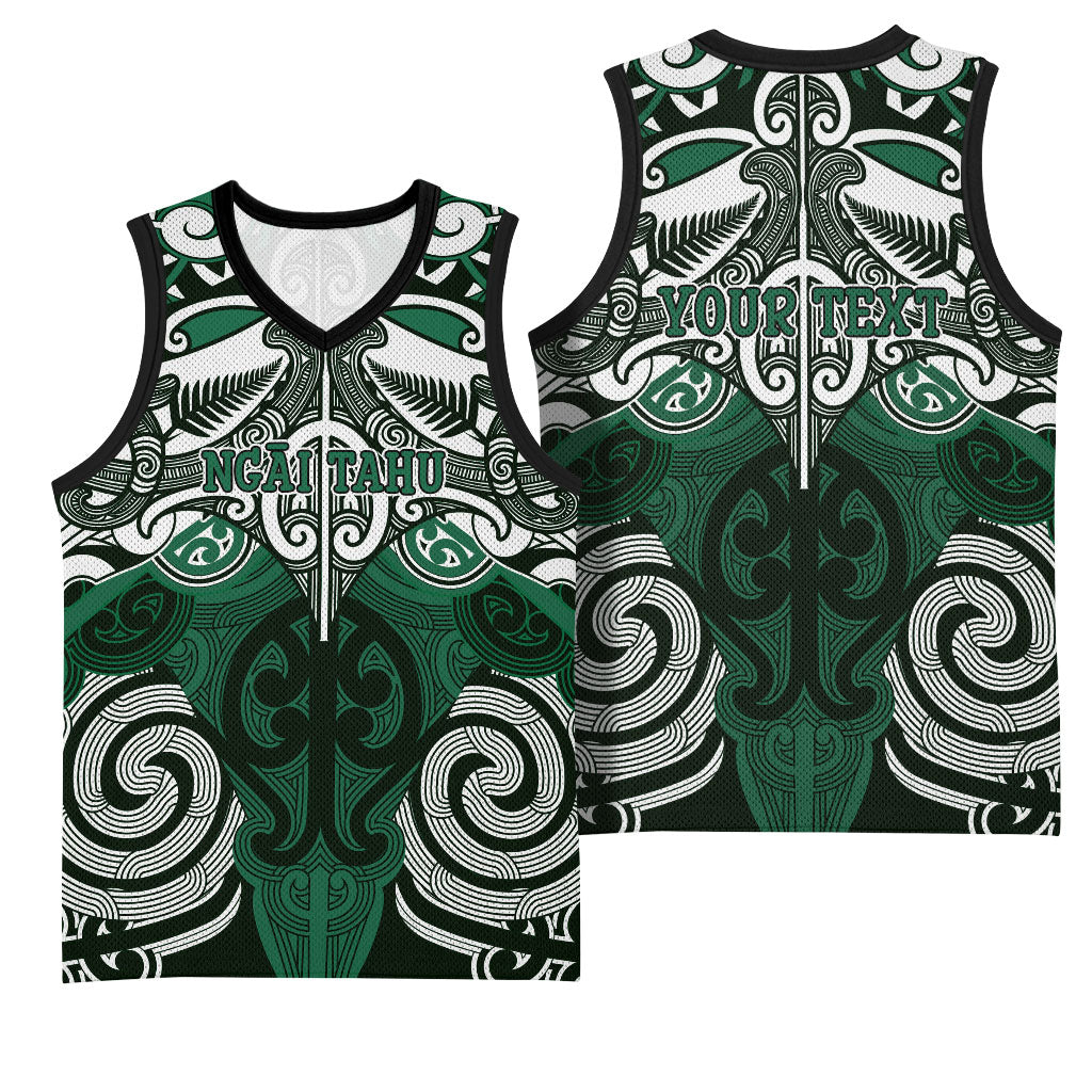 Personalised Maori Ngai Tahu Basketball Jersey Silver Fern Kowhaiwhai Art