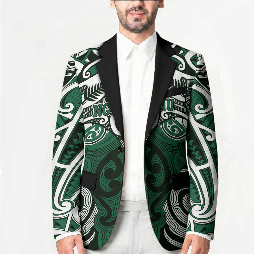 Personalised Maori Ngai Tahu Blazer Silver Fern Kowhaiwhai Art