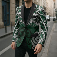 Personalised Maori Ngai Tahu Blazer Silver Fern Kowhaiwhai Art