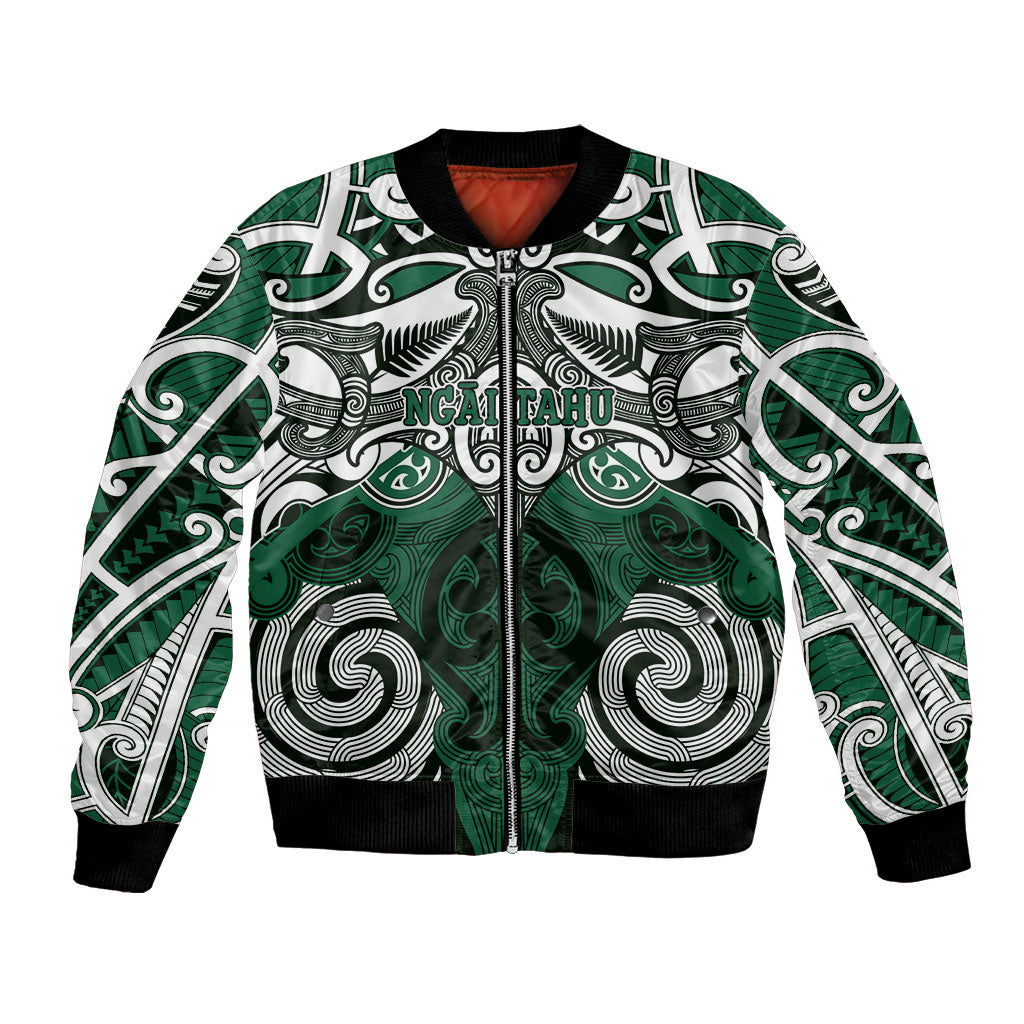 Personalised Maori Ngai Tahu Bomber Jacket Silver Fern Kowhaiwhai Art