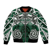 Personalised Maori Ngai Tahu Bomber Jacket Silver Fern Kowhaiwhai Art