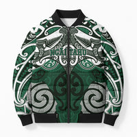 Personalised Maori Ngai Tahu Bomber Puffer Jacket Silver Fern Kowhaiwhai Art