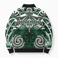 Personalised Maori Ngai Tahu Bomber Puffer Jacket Silver Fern Kowhaiwhai Art