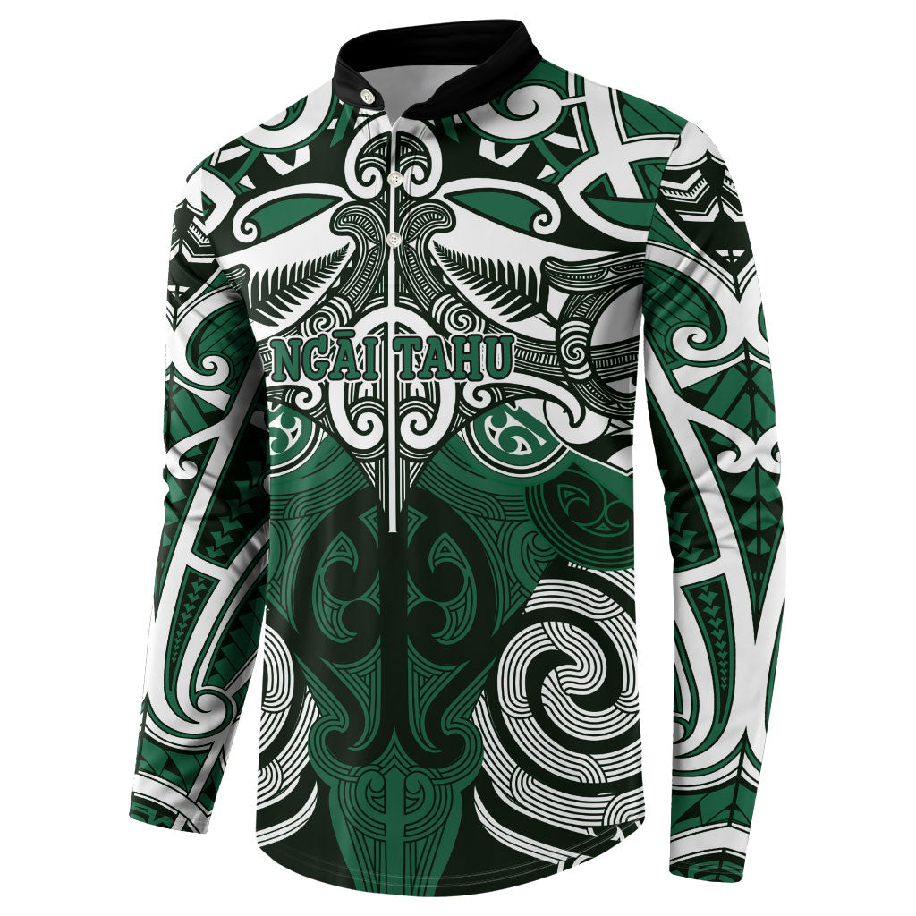 Personalised Maori Ngai Tahu Button Sweatshirt Silver Fern Kowhaiwhai Art