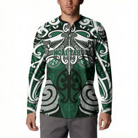Personalised Maori Ngai Tahu Button Sweatshirt Silver Fern Kowhaiwhai Art