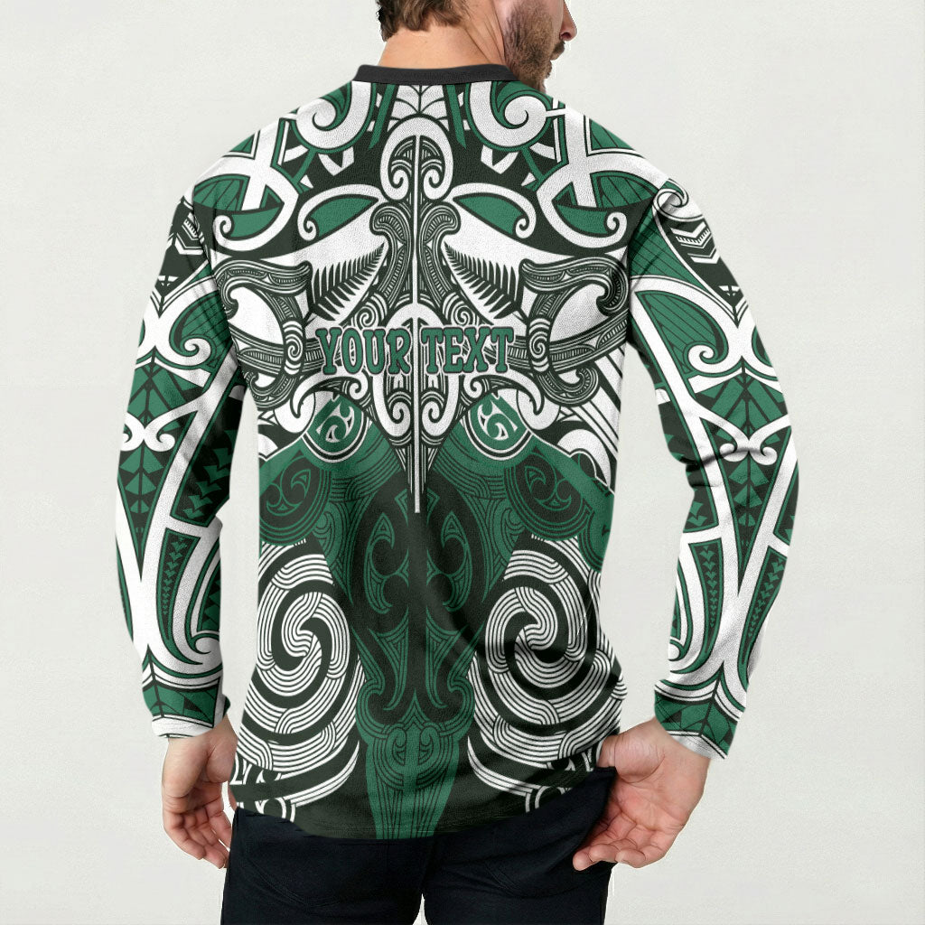 Personalised Maori Ngai Tahu Button Sweatshirt Silver Fern Kowhaiwhai Art