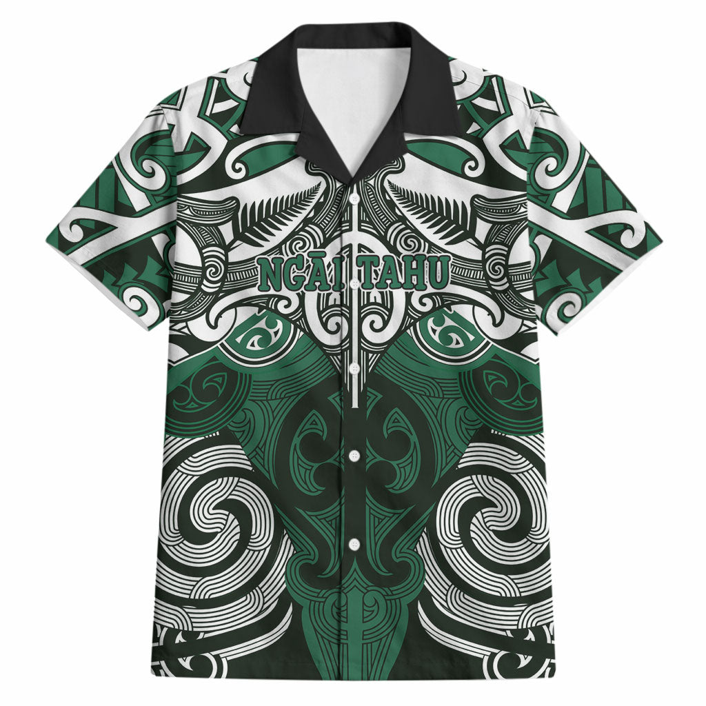 Personalised Maori Ngai Tahu Hawaiian Shirt Silver Fern Kowhaiwhai Art