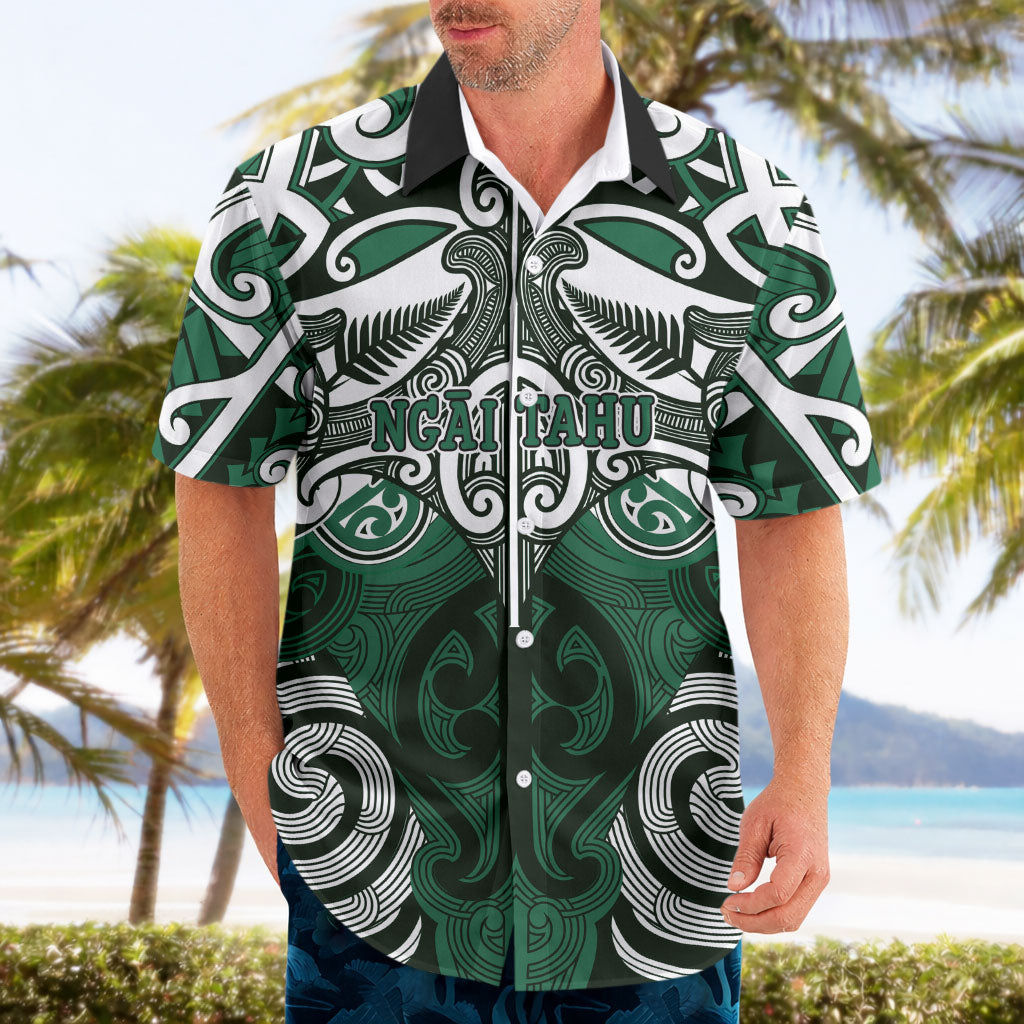 Personalised Maori Ngai Tahu Hawaiian Shirt Silver Fern Kowhaiwhai Art