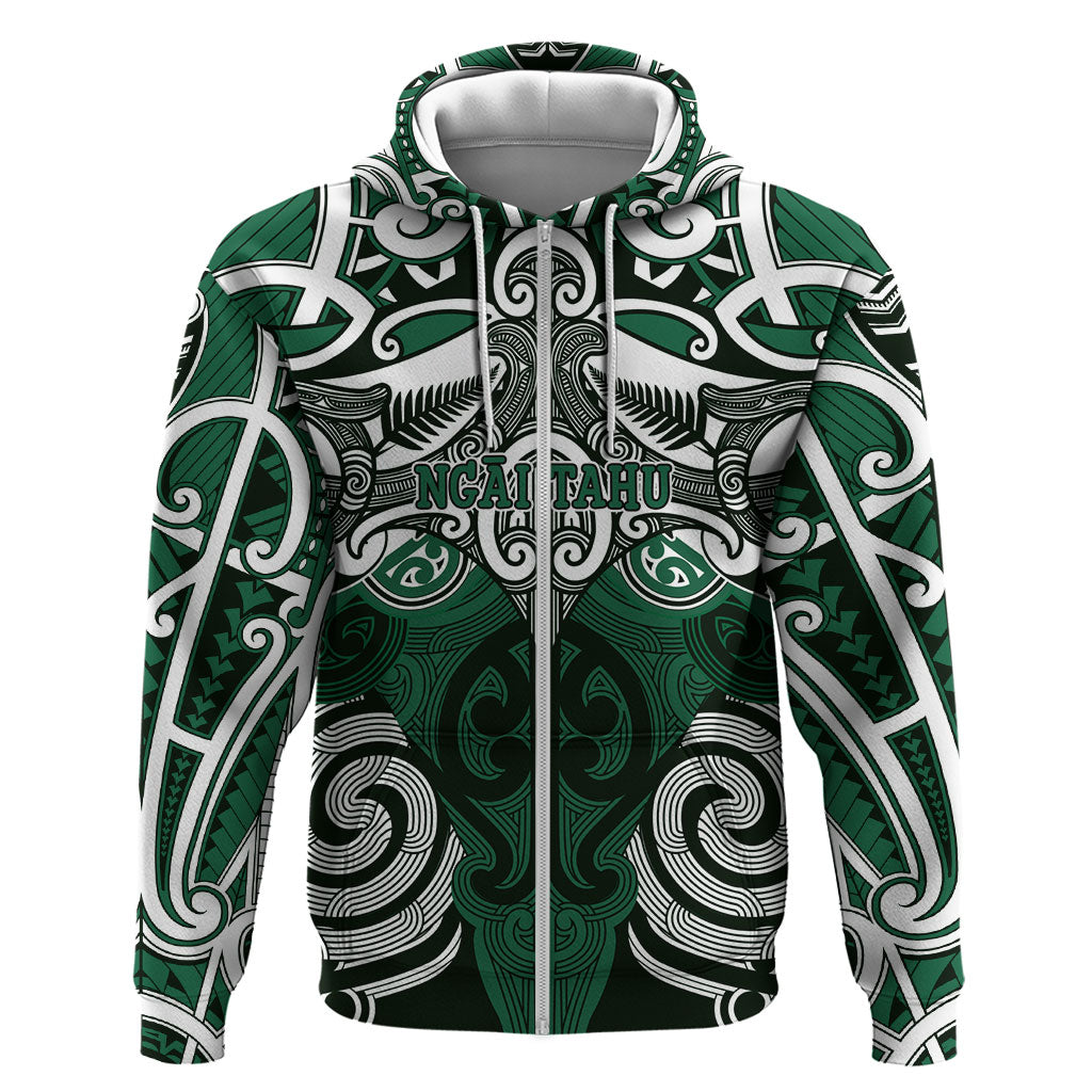 Personalised Maori Ngai Tahu Hoodie Silver Fern Kowhaiwhai Art