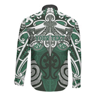 Personalised Maori Ngai Tahu Long Sleeve Button Shirt Silver Fern Kowhaiwhai Art
