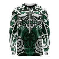 Personalised Maori Ngai Tahu Long Sleeve Shirt Silver Fern Kowhaiwhai Art