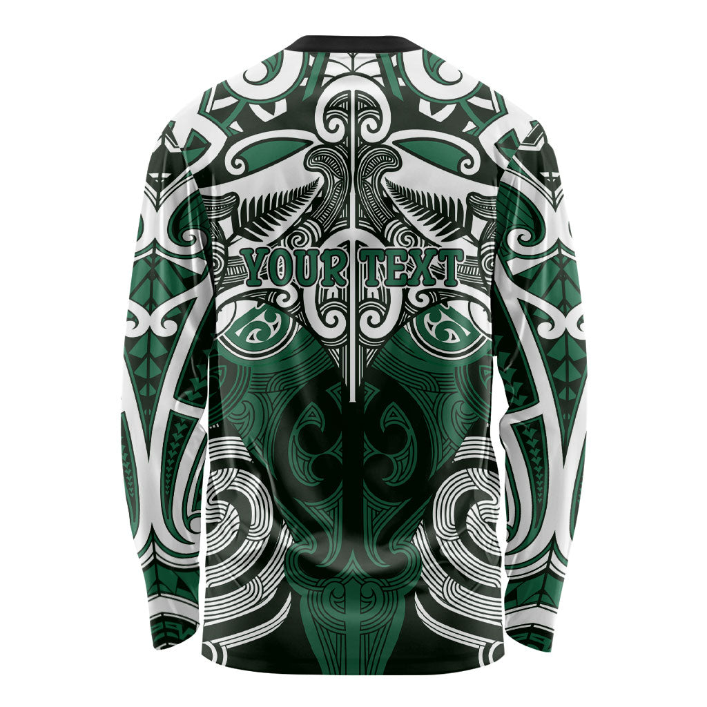 Personalised Maori Ngai Tahu Long Sleeve Shirt Silver Fern Kowhaiwhai Art