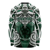 Personalised Maori Ngai Tahu Long Sleeve Shirt Silver Fern Kowhaiwhai Art