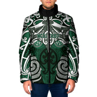 Personalised Maori Ngai Tahu Padded Jacket Silver Fern Kowhaiwhai Art