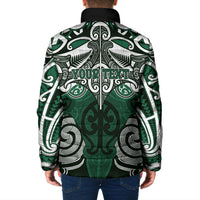 Personalised Maori Ngai Tahu Padded Jacket Silver Fern Kowhaiwhai Art