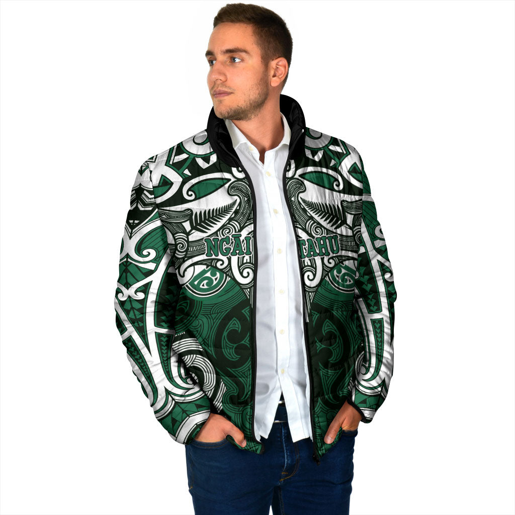 Personalised Maori Ngai Tahu Padded Jacket Silver Fern Kowhaiwhai Art