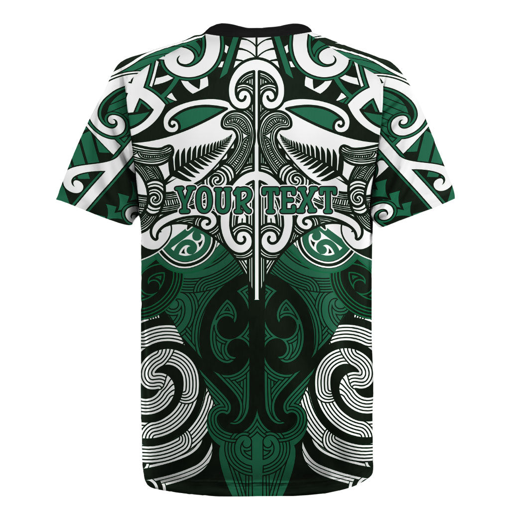 Personalised Maori Ngai Tahu Rugby Jersey Silver Fern Kowhaiwhai Art