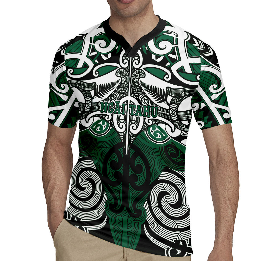 Personalised Maori Ngai Tahu Rugby Jersey Silver Fern Kowhaiwhai Art