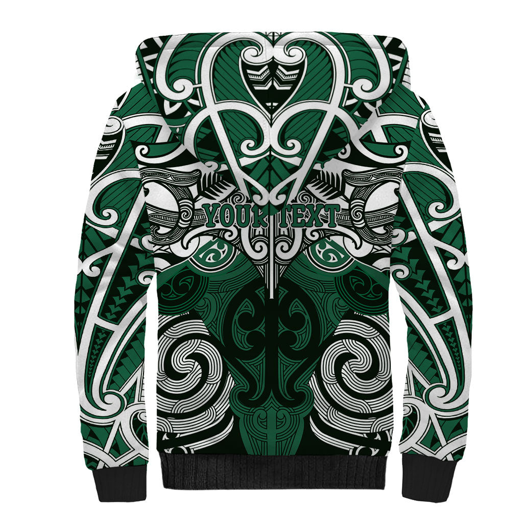 Personalised Maori Ngai Tahu Sherpa Hoodie Silver Fern Kowhaiwhai Art