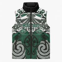 Personalised Maori Ngai Tahu Sleeveless Puffer Jacket Silver Fern Kowhaiwhai Art