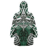 Personalised Maori Ngai Tahu Wearable Blanket Hoodie Silver Fern Kowhaiwhai Art