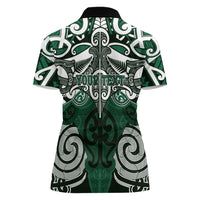 Personalised Maori Ngai Tahu Women Polo Shirt Silver Fern Kowhaiwhai Art