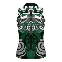 Personalised Maori Ngai Tahu Women Sleeveless Polo Shirt Silver Fern Kowhaiwhai Art