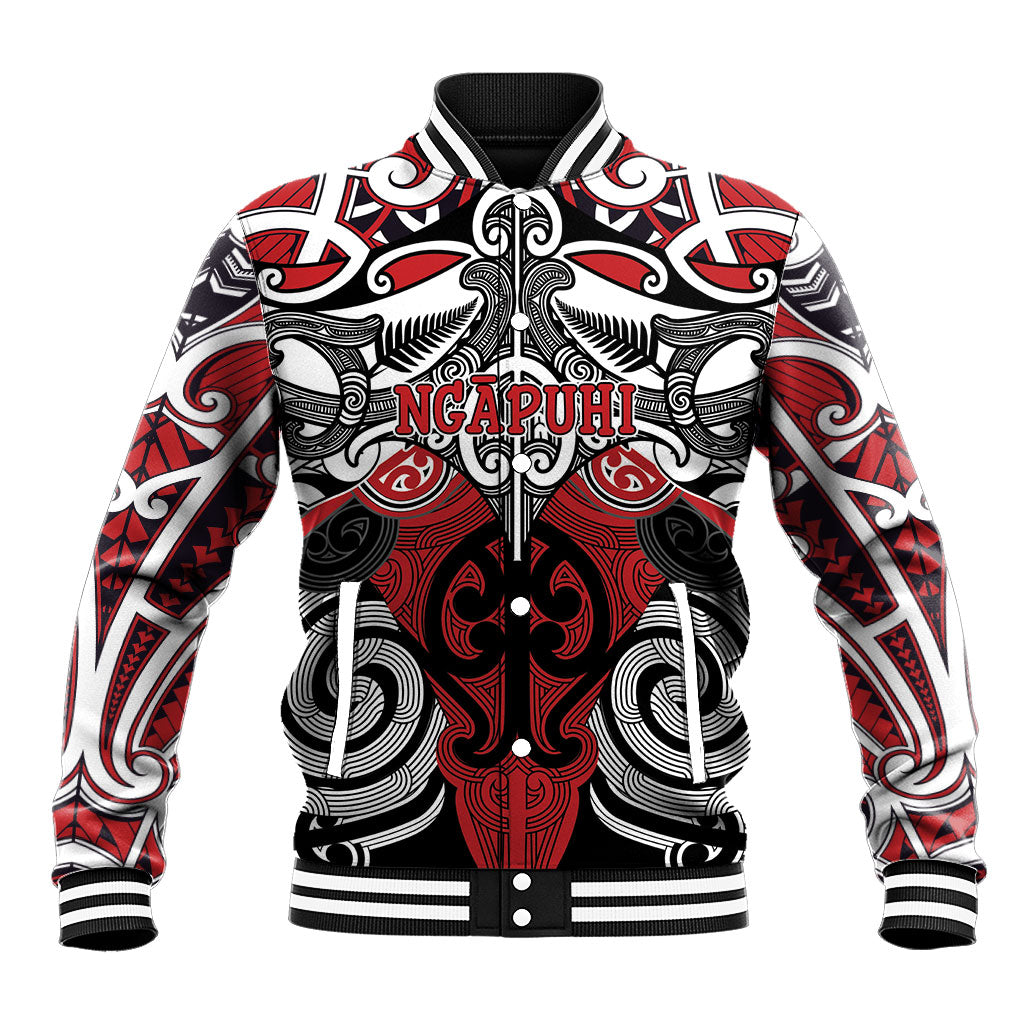 Personalised Maori Ngapuhi Baseball Jacket Silver Fern Kowhaiwhai Art