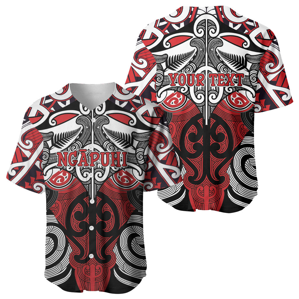Personalised Maori Ngapuhi Baseball Jersey Silver Fern Kowhaiwhai Art