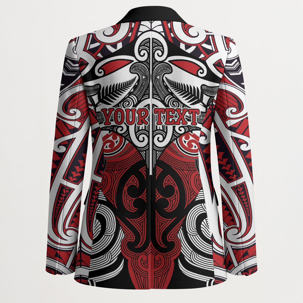 Personalised Maori Ngapuhi Blazer Silver Fern Kowhaiwhai Art