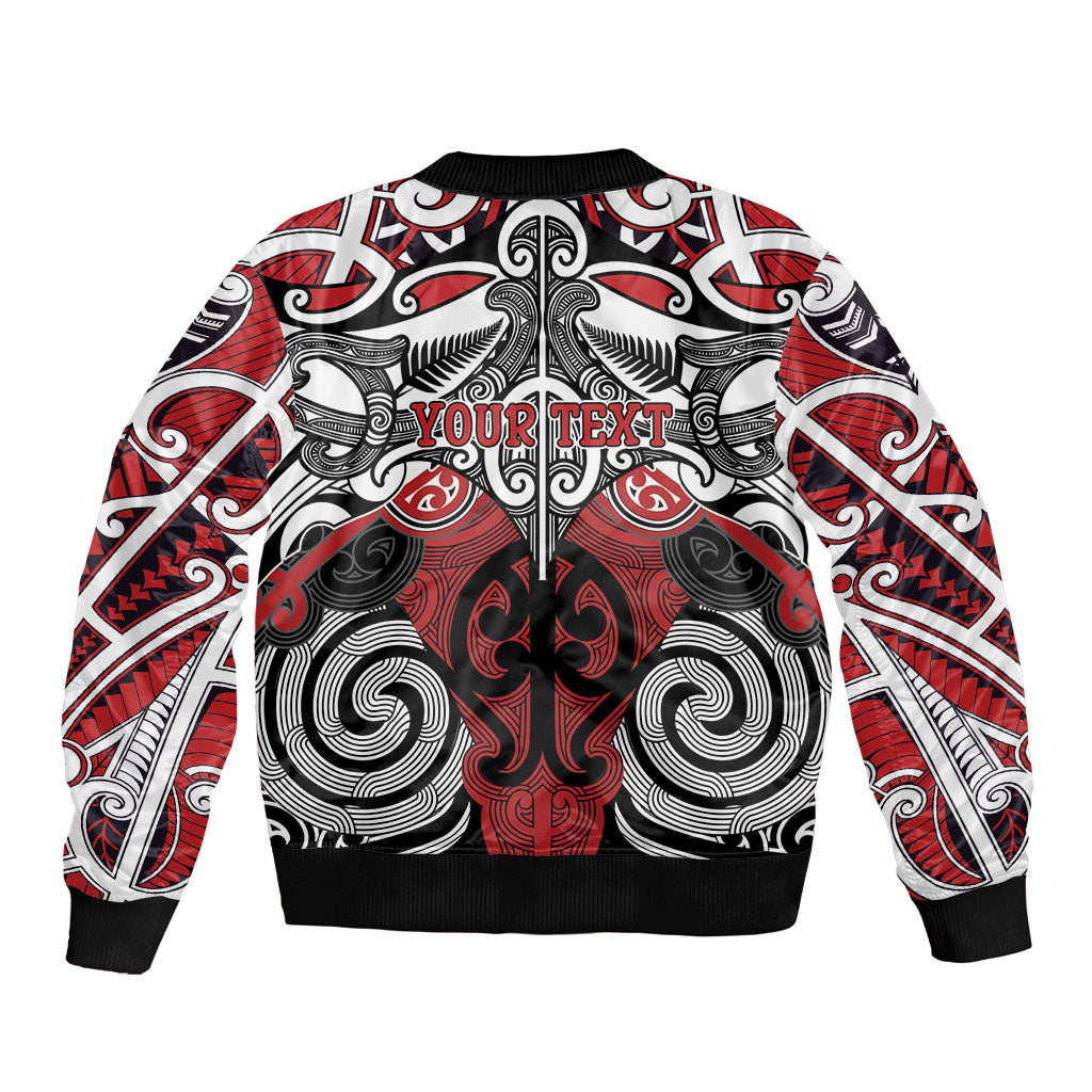 Personalised Maori Ngapuhi Bomber Jacket Silver Fern Kowhaiwhai Art
