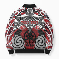 Personalised Maori Ngapuhi Bomber Puffer Jacket Silver Fern Kowhaiwhai Art
