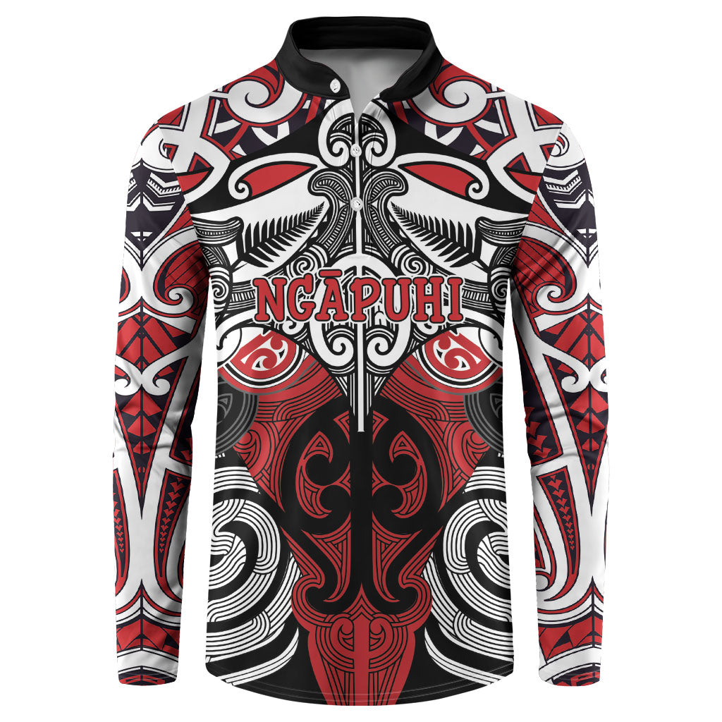 Personalised Maori Ngapuhi Button Sweatshirt Silver Fern Kowhaiwhai Art