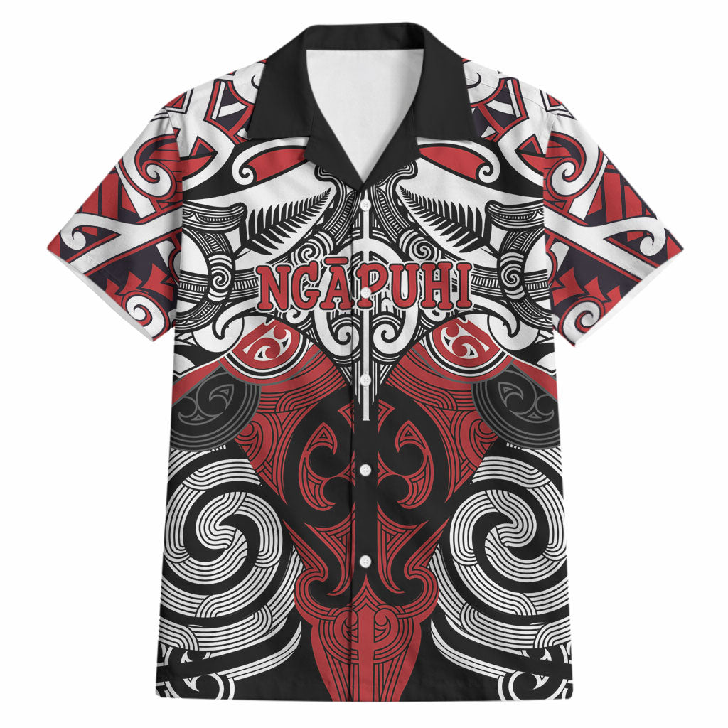 Personalised Maori Ngapuhi Hawaiian Shirt Silver Fern Kowhaiwhai Art