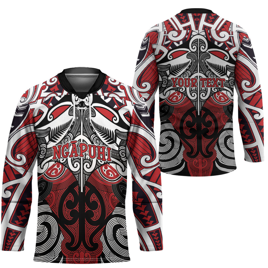 Personalised Maori Ngapuhi Hockey Jersey Silver Fern Kowhaiwhai Art