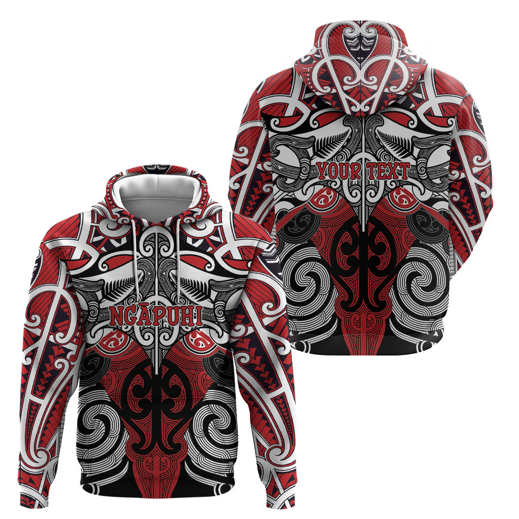 Personalised Maori Ngapuhi Hoodie Silver Fern Kowhaiwhai Art
