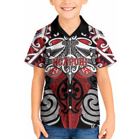 Personalised Maori Ngapuhi Kid Hawaiian Shirt Silver Fern Kowhaiwhai Art
