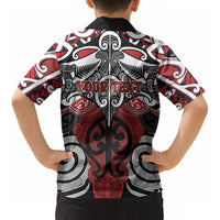 Personalised Maori Ngapuhi Kid Hawaiian Shirt Silver Fern Kowhaiwhai Art
