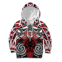 Personalised Maori Ngapuhi Kid Hoodie Silver Fern Kowhaiwhai Art