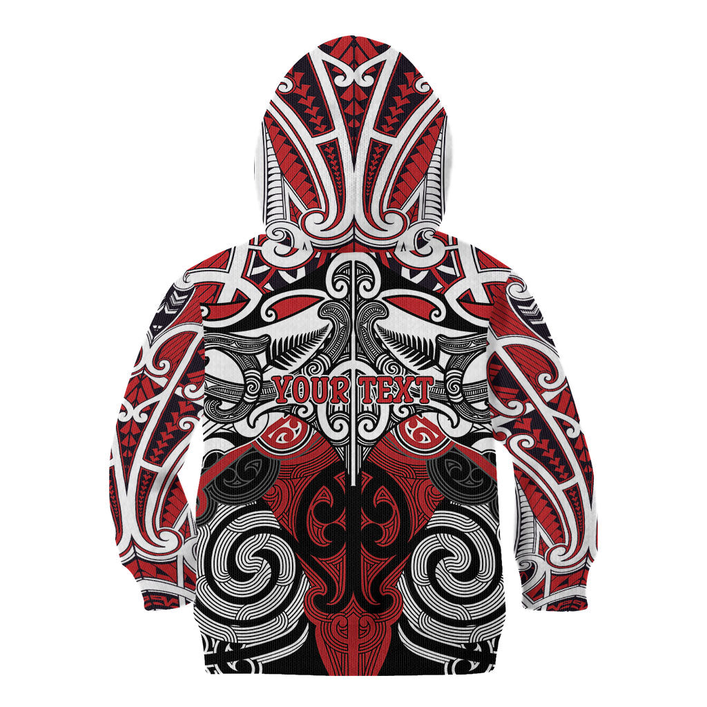 Personalised Maori Ngapuhi Kid Hoodie Silver Fern Kowhaiwhai Art