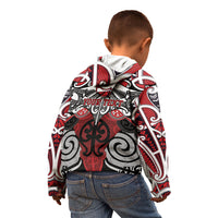 Personalised Maori Ngapuhi Kid Hoodie Silver Fern Kowhaiwhai Art
