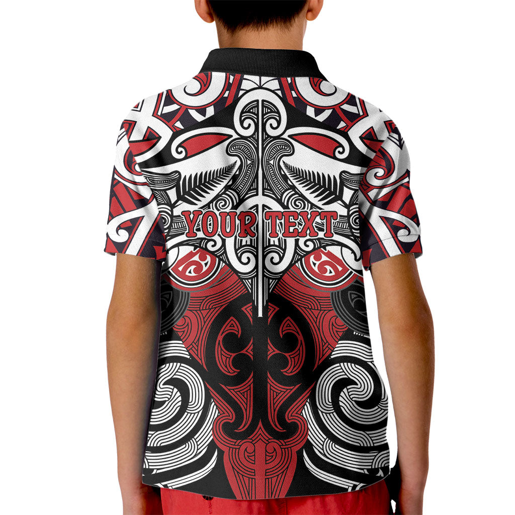 Personalised Maori Ngapuhi Kid Polo Shirt Silver Fern Kowhaiwhai Art