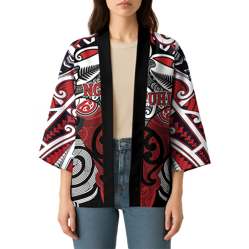 Personalised Maori Ngapuhi Kimono Silver Fern Kowhaiwhai Art