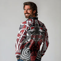 Personalised Maori Ngapuhi Long Sleeve Polo Shirt Silver Fern Kowhaiwhai Art