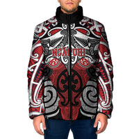 Personalised Maori Ngapuhi Padded Jacket Silver Fern Kowhaiwhai Art