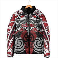 Personalised Maori Ngapuhi Padded Jacket Silver Fern Kowhaiwhai Art