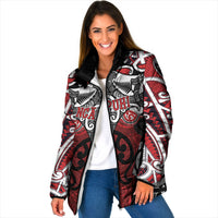 Personalised Maori Ngapuhi Padded Jacket Silver Fern Kowhaiwhai Art