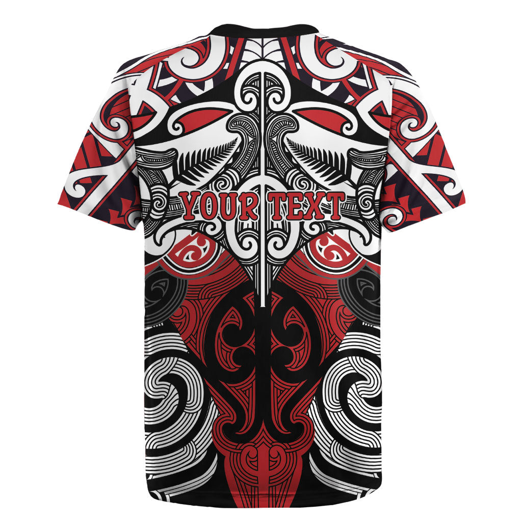 Personalised Maori Ngapuhi Rugby Jersey Silver Fern Kowhaiwhai Art