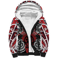 Personalised Maori Ngapuhi Sherpa Hoodie Silver Fern Kowhaiwhai Art